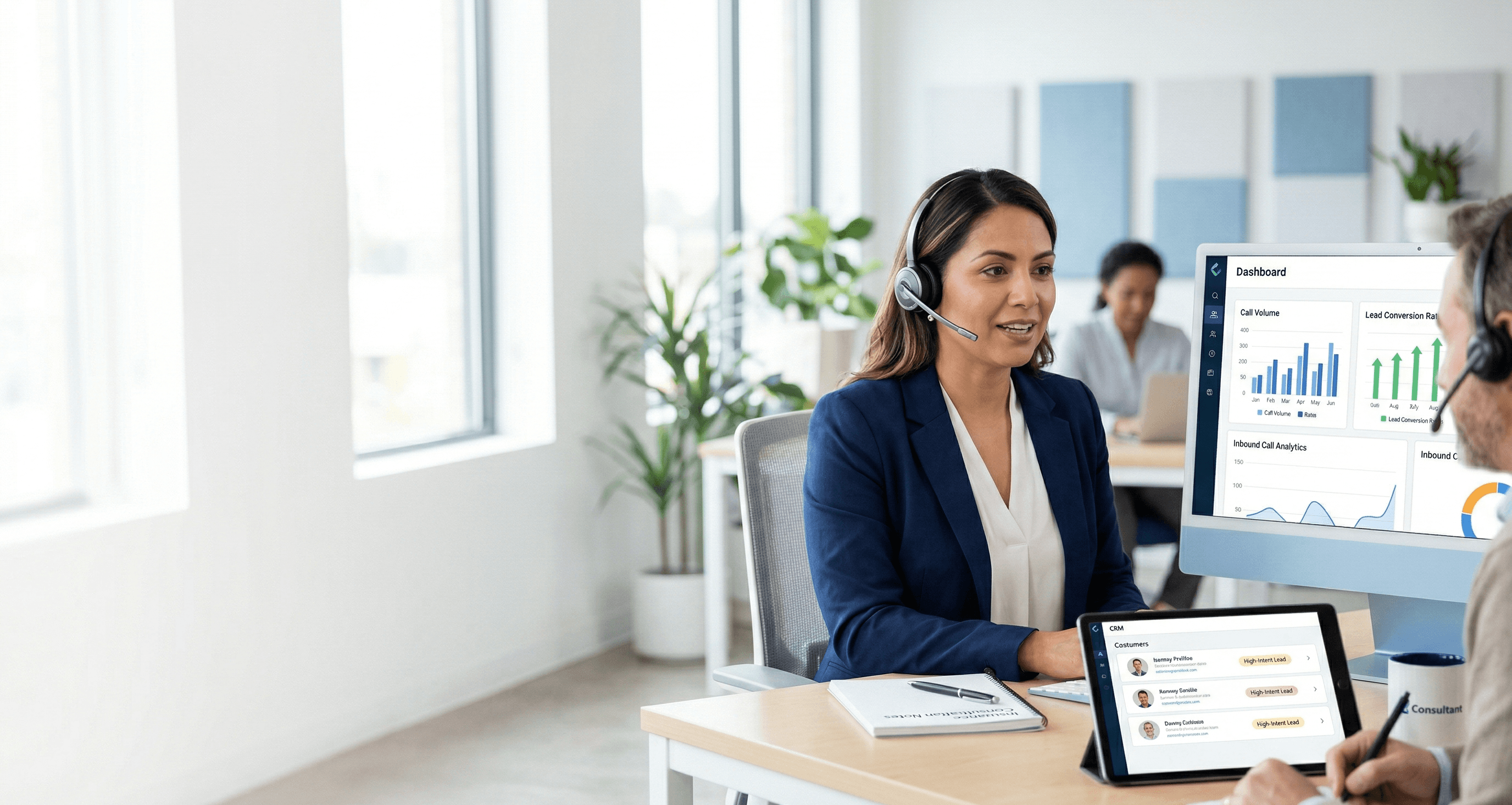 Diagram showing insurance call lead flow from targeted campaign to inbound call to quote discussion